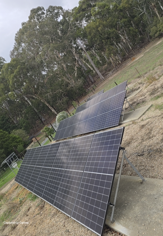 Ground-mounted solar panels in a South Australian rural setting